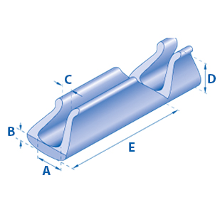 Tulip U-Profil 35 mm x 10 mm x 20 mm x 38 mm x 170 mm (A x B x C x D x E)