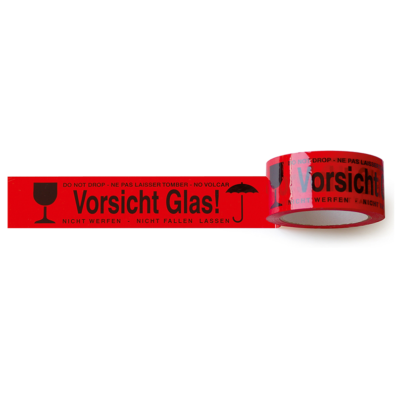 PP-Klebeband "Vorsicht Glas" 50 mm x 66 Meter (B x L)