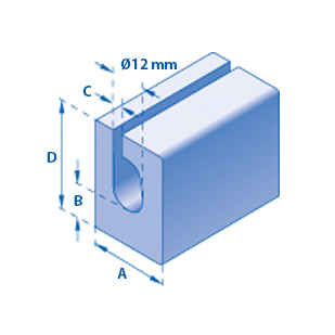 WS-Profil bis 3 mm Stärke zzgl. Wulst 26 mm x 12 mm x 3 mm x 35 mm (A x B x C x D)