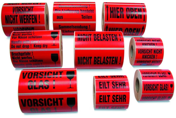 Warnetikett "VORSICHT NICHT WERFEN!" 