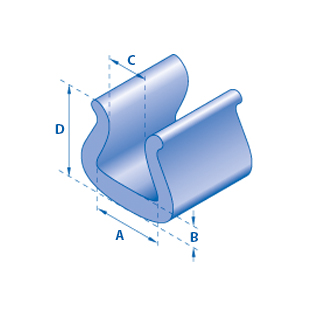 Tulip U-Profil 16 mm x 7 mm x 3 mm x 29 mm (A x B x C x D)