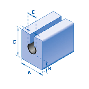 U-Profil 33 mm x 15 mm x 6 mm x 40 mm (A x B x C x D)
