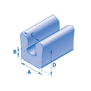 U-Profil 45 mm x 20 mm x 23 mm x 56 mm (A x B x C x D)