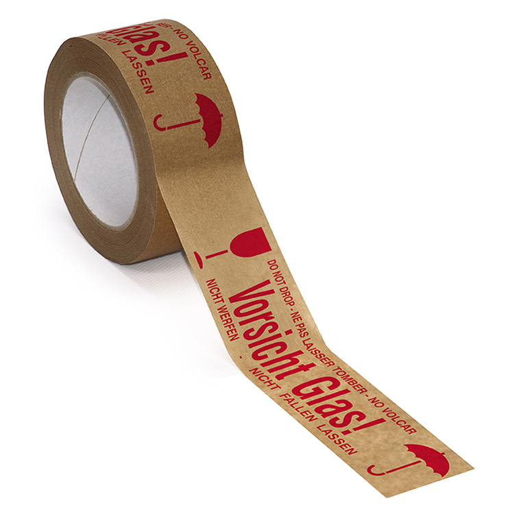 Papier-Klebeband "Vorsicht Glas" 50 mm x 50 Meter (B x L)