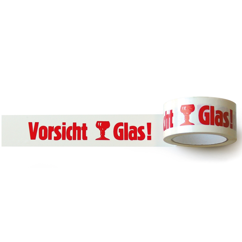 PP-Klebeband "Vorsicht Glas" 50 mm x 66 Meter (B x L)