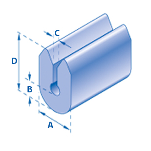 U-Profil 20 mm x 11 mm x 0-3 mm x 32 mm (A x B x C x D)